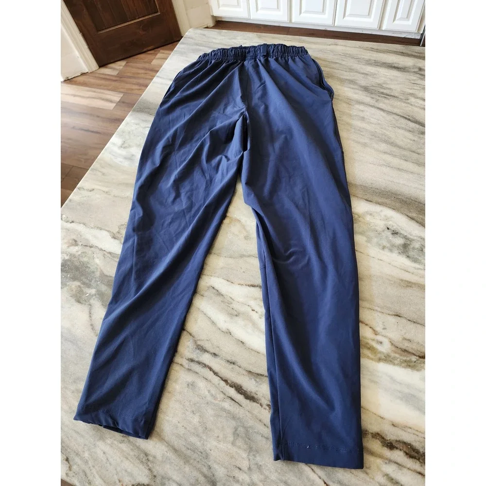 Nike Womens‎ Navy Blue Tapered Track Pants Elastic Waist Small Swoosh Logo